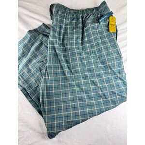 Stafford Sleep Pant Mens 5XL Teal Plaid NWT Big & Tall Super Soft Cotton Stretch